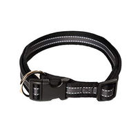 Produktbild von A. Hoffmann GmbH Hundehalsband Soft Grip Schwarz Silber 25-35cm mit Zugentlastung und reflektierenden Ziernähten
