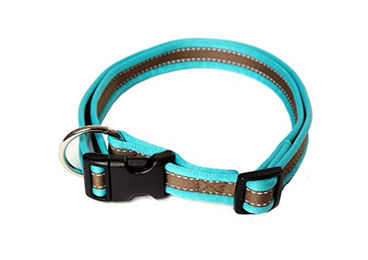 A. Hoffmann GmbH Hundehalsband Soft Grip Türkis/Braun mit Zugentlastung und reflektierenden Ziernähten 55-90cm – Bild 1 von 1