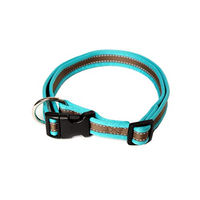 Produktbild von A. Hoffmann GmbH Hundehalsband Soft Grip Türkis/Braun mit Zugentlastung und reflektierenden Ziernähten 55-90cm