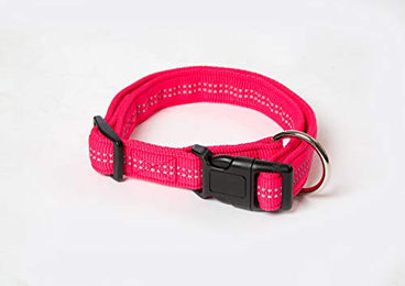 A. Hoffmann GmbH Hundehalsband Super Soft Pink aus Nylon wasserabweisend mit Zugentlastung und Reflektierung 45-70 cm – Bild 1 von 2