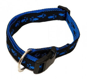 A. Hoffmann GmbH Hundehalsband Wienerlock Soft Nylon Schwarz Blau mit Pfötchenmuster wasserabweisend 45-70cm – Bild 1 von 2