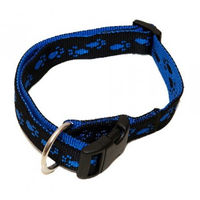 Produktbild von A. Hoffmann GmbH Hundehalsband Wienerlock Soft Nylon Schwarz Blau mit Pfötchenmuster wasserabweisend 45-70cm