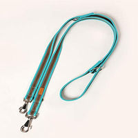 Produktbild von A. Hoffmann GmbH Hundeleine Soft Grip Nylonleine für Hunde türkis/braun 100-210 cm mit reflektierenden Ziernähten