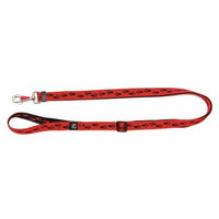 Produktbild von A. Hoffmann GmbH Kombileine aus Nylon in Rot mit schwarzen Pfötchen, stufenlos verstellbar 100-200cm, 20mm