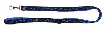 Produktbild von A. Hoffmann GmbH Kombileine aus Nylon Schwarz mit blauen Pfötchen stufenlos verstellbar 100-200cm 20mm