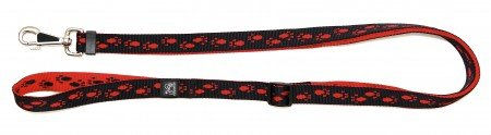 A. Hoffmann GmbH Kombileine aus Nylon Schwarz mit roten Pfötchen stufenlos verstellbar 100-200cm 20mm wasserabweisend – Bild 1 von 1