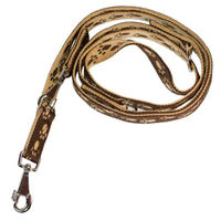 Produktbild von A. Hoffmann GmbH Soft Nylon Führleine Braun Beige mit Pfötchen 3-fach verstellbar 100-210cm 25mm