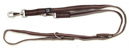 Produktbild von A. Hoffmann GmbH Soft Nylon-Führleine Braun mit Streifen 3-fach verstellbar 100-210cm 20mm