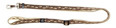 Produktbild von A. Hoffmann GmbH Soft Nylon Kombileine für Hunde Braun Beige mit Pfötchen-Design stufenlos verstellbar 100-200cm 20mm