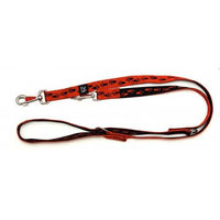 Produktbild von A. Hoffmann GmbH Soft Nylonführleine Rot mit schwarzen Pfötchen, wasserabweisend, 100-210cm, 15mm