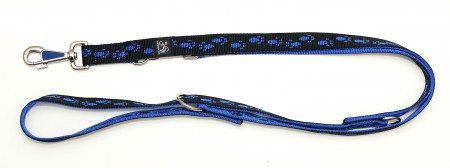 A. Hoffmann GmbH Soft Nylonführleine Schwarz mit blauen Pfötchen, 3-fach verstellbar 100-210cm, 20mm Breite – Bild 1 von 1