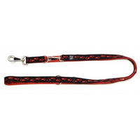 Produktbild von A. Hoffmann GmbH Soft Nylonführleine Schwarz mit roten Pfötchen, 3-fach verstellbar 100-210cm, 15mm Breite, wasserabweisend