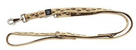 Produktbild von A. Hoffmann GmbH Soft Nylonleine für Hunde Beige mit braunen Pfötchen 3-fach verstellbar 100-210cm 20mm