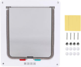 Produktbild von ABS Acryl Haustier Katzen Fliegengittertür Abschließbar Wasserdicht Mittelgroße Katzenklappe Weiß