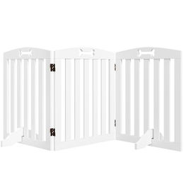 Absperrgitter Hund 3-teilig, 155 x 61 cm Faltbar Türschutzgitter mit Stützfüßen – Bild 1 von 9