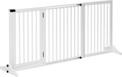 Produktbild von Absperrgitter Hund Holz Weiß mit Tür