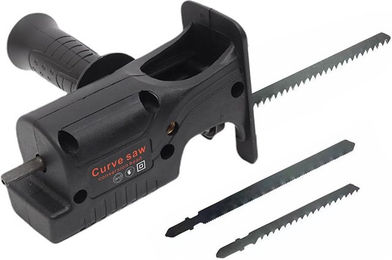 Produktbild von Adapter für elektrische Bohrmaschine auf Säbelsäge mit 3 Sägeblättern