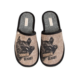 Produktbild von Adelheid Herren Filzpantoffel Schwein gehabt haselnuss 44/45