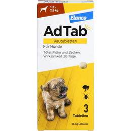 Produktbild von ADTAB 56 mg Kautabletten für Hunde 1,3-2,5 kg 3 St.