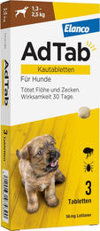 Produktbild von AdTab Kautabletten für sehr kleine Hunde, von 1,3 bis 2,5 kg - 3 Tabletten