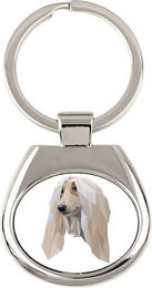 Produktbild von Afghan Hound, Tazi - geometrischer Schlüsselanhänger mit Foto und Aufschrift Art-Dog weiß