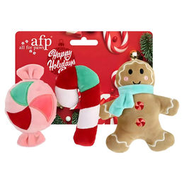 Produktbild von AFP Hundespielzeug Happy Holidays Lebkuchen & Süßigkeiten 3er Pack