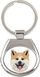 Produktbild von Akita Inu geometrischer Schlüsselanhänger Art-Dog weiß