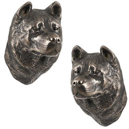 Akita Inu Hundestatue, hängende Büste, braun – Bild 1 von 6