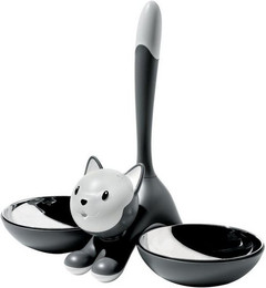Produktbild von Alessi Futterstation Katzennapf TIGRITO grau-weiß