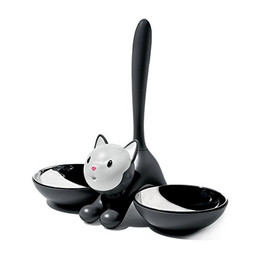 Produktbild von Alessi Futterstation Katzennapf TIGRITO schwarz-weiß