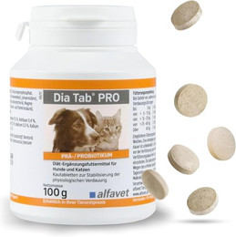 Produktbild von Alfavet Dia Tab PRO Kautabletten für Hunde und Katzen - 100 g