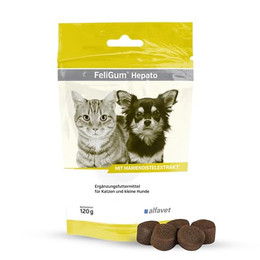 Produktbild von Alfavet FeliGum Hepato Ergänzungsfuttermittel für Katzen und kleine Hunde - 120 g