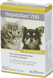 Produktbild von Alfavet HepatoSan 700 Ergänzungsfuttermittel für Hunde und Katzen - 2 x 30 Stk.