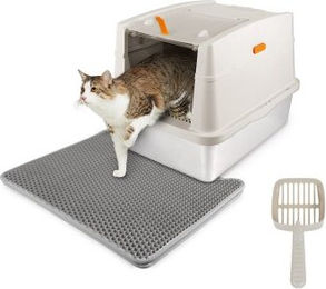 All for paws Edelstahl Katzentoilette mit Vorleger & Schaufel sand – Bild 1 von 3