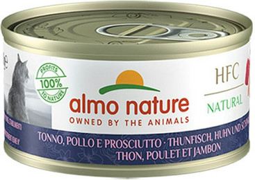 Produktbild von Almo Nature HFC Cuisine Natural 70g Dose Katzennassfutter Sparpaket 48 x 70 Gramm Thunfisch, Huhn & Schinken