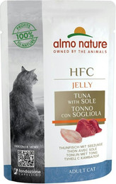 Produktbild von Almo Nature HFC Jelly 55g Beutel Katzennassfutter Sparpaket 48 x 55 Gramm Thunfisch & Seezunge