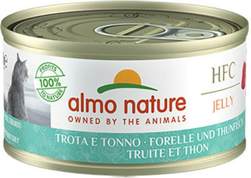 Produktbild von Almo Nature HFC Jelly 70g Dose Katzennassfutter Sparpaket 48 x 70 Gramm Forelle & Thunfisch