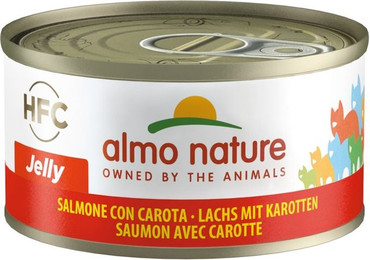 Produktbild von Almo Nature HFC Jelly 70g Dose Katzennassfutter Sparpaket 48 x 70 Gramm Lachs & Karotte