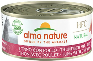 Produktbild von Almo Nature HFC Natural 150g Dose Katzennassfutter 24 x 150 Gramm Thunfisch und Huhn