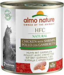 Produktbild von Almo Nature HFC Natural 280g Dose Katzennassfutter Sparpaket 24 x 280 Gramm Huhn & Garnelen