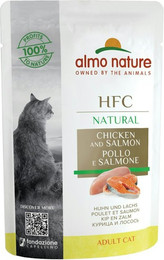 Produktbild von Almo Nature HFC Natural 55g Beutel Katzennassfutter Sparpaket 48 x 55 Gramm Huhn & Lachs