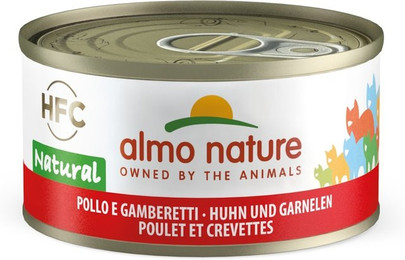 Produktbild von Almo Nature HFC Natural 70g Dose Katzennassfutter 24 x 70 Gramm Huhn & Garnelen