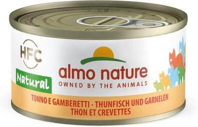 Produktbild von Almo Nature HFC Natural 70g Dose Katzennassfutter 24 x 70 Gramm Thunfisch & Garnelen