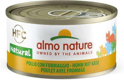 Produktbild von Almo Nature HFC Natural 70g Dose Katzennassfutter Sparpaket 48 x 70 Gramm Huhn & Käse