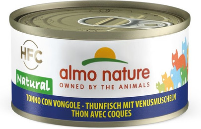 Produktbild von Almo Nature HFC Natural 70g Dose Katzennassfutter Sparpaket 48 x 70 Gramm Thunfisch & Venusmuscheln