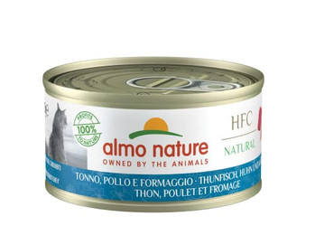 Produktbild von Almo Nature HFC Natural Katzenfutter Thunfisch, Huhn und Käse - 24 x 70 g