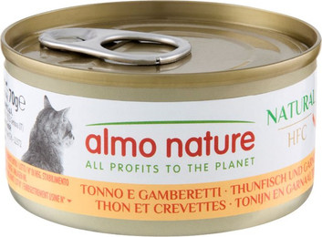 Produktbild von Almo Nature HFC Natural Megapack Nassnahrung für Katzen Thunfisch und Garnelen - 6 x 70 g