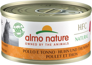 Produktbild von Almo Nature HFC Natural Nassfutter für Katzen mit Thunfisch und Huhn - 6 x 70 g