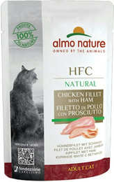 Produktbild von Almo Nature HFC Raw Pack 55g Beutel Katzennassfutter Sparpaket 48 x 55 Gramm Huhn & Schinken