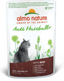 Produktbild von Almo Nature Holistic 70g Beutel Katzennassfutter Sparpaket 60 x 70 Gramm Anti-Hairball Rind